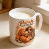 Punch Baby Macaque Mug Monkey Hugging Orangutan Plush Toy Ceramic Mug 11oz Dishwasher Safe Coffee Mug Gift for Family Friends Loved Ones
