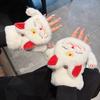 Cute Lucky Cat Plush Women's Thickened Writing Warm Cold Half Finger Flip