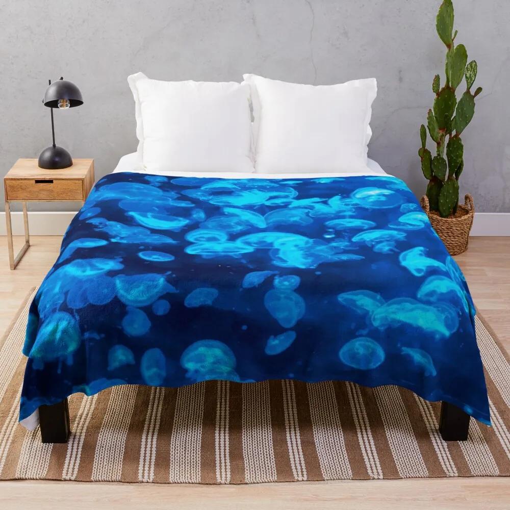 Undersea Blanket,Magic Glowing Jellyfish Underwater Blanket Soft Warm Blankets for Bed Couch Sofa Lightweight Travelling Camping