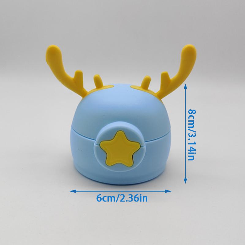Kids Water Sippy Cup Lid Antler Creative Cartoon Baby Cups with Straws Leakproof Water Bottles Cover Outdoor Childrens Cup Lids