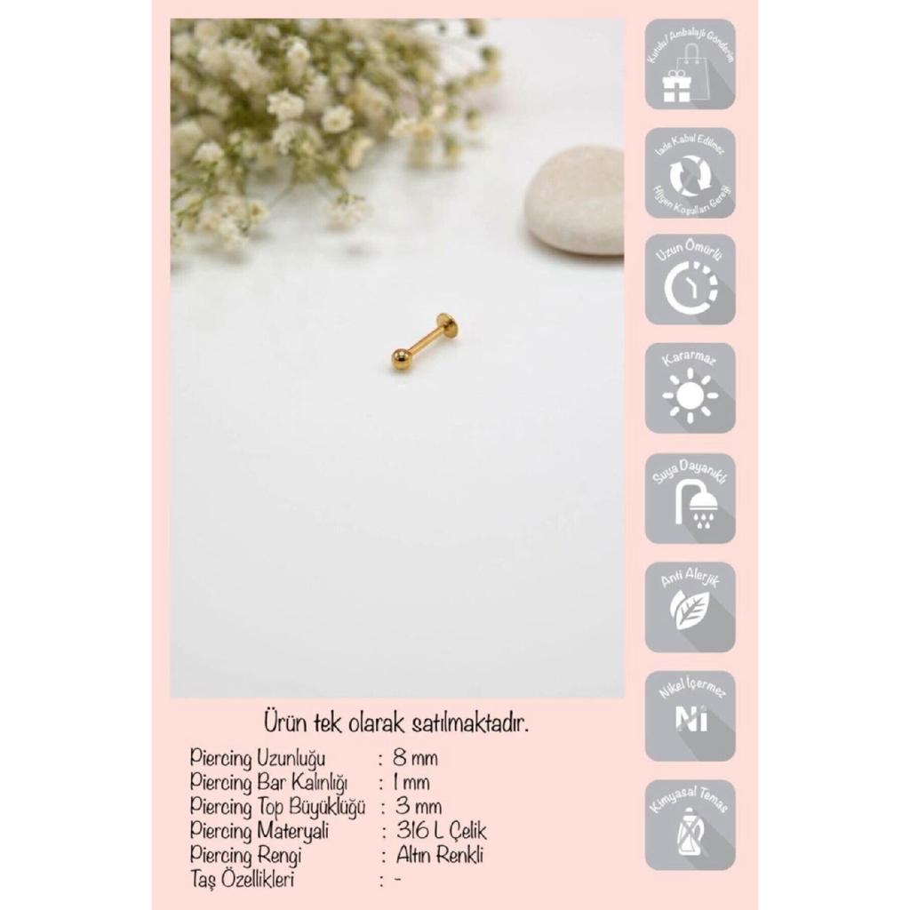 Gold Steel Ball Piercing 8 Mm