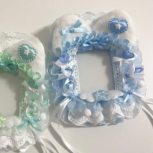 5.8cm Creative Design Kawaii Badge Pin Displaying Holder Sweet Lace Star Protector with Lanyard Fashoin Badge Clip Cover Case