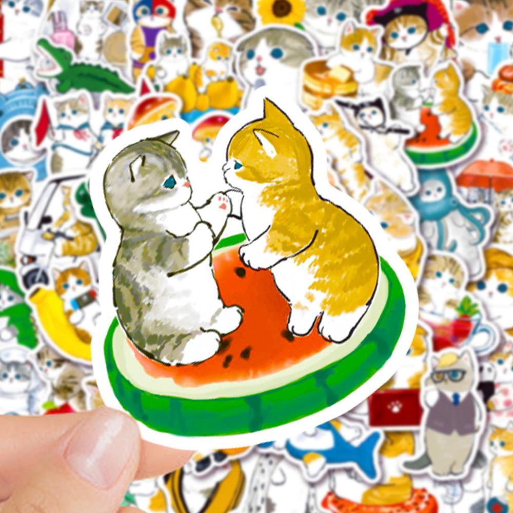 10/30/50pcs Funny Cute Cat Cartoon Stickers Kawaii Creative Graffiti Kitten Decals DIY Laptop Water Bottle Phone Sticker Decor