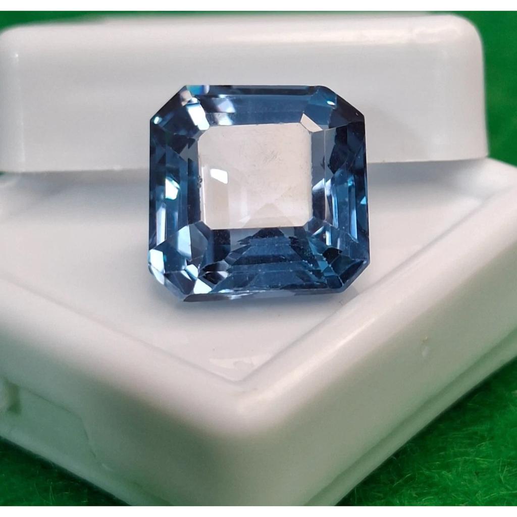 Asscher Natural Teal Blue Tourmaline 11-13 Ct VVS Certified Loose Gemstone