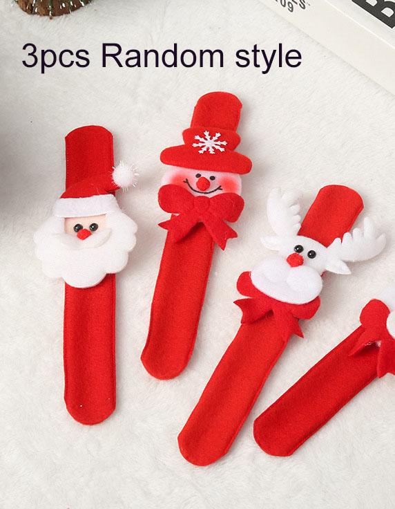 

3pcs Christmas Bracelet Xmas Toy Snowman Elk Santa Claus Patting Circle Christmas Gifts Children Toys Adults Kids Bracelet