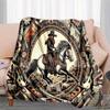 American Cowboy Culture Flannel Blanket - Contemporary Style, Polyester, Knitted, Digital Print, All-Season, Tear Resistant