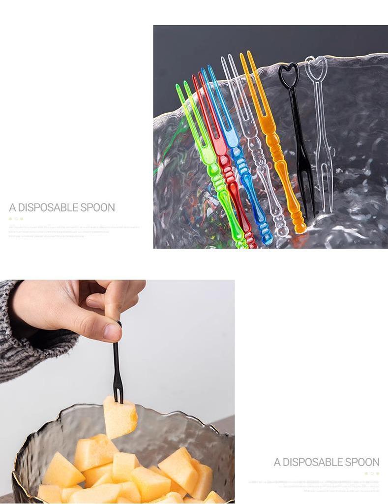 Individually Wrapped High-End Clear Plastic Fruit Dessert Forks