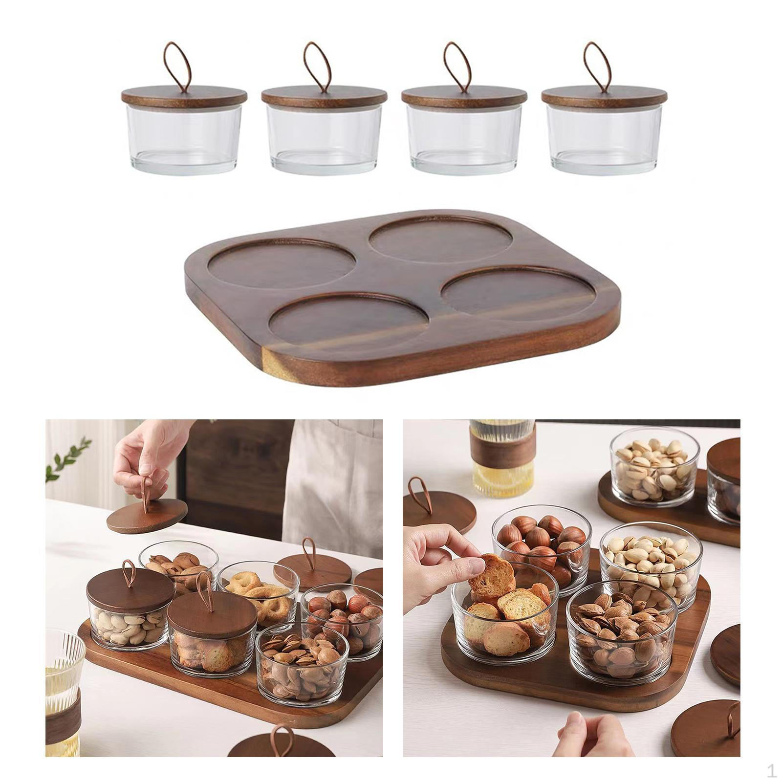 

Элегантные стеклянные контейнеры для хранения сухофруктов и орехов 4 grids