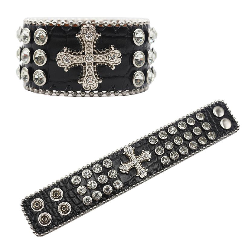 

Дизайнерский ПУ браслет красочный крест с бриллиантами и стразами браслет