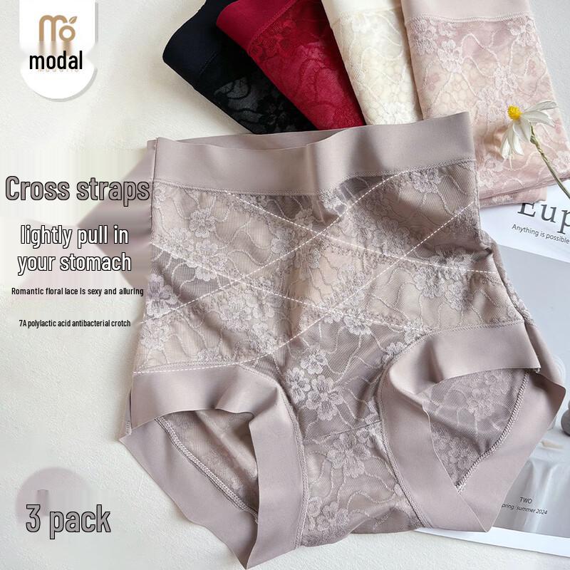 Women's Modal Lace High-Waist Tummy Control Briefs (3-Pack)