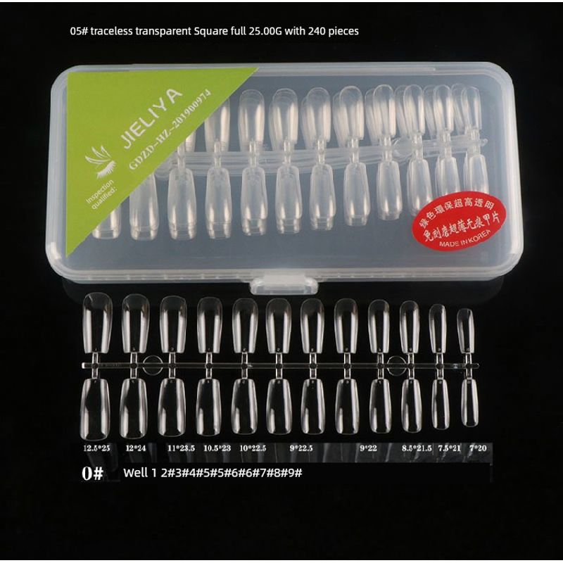 

Xinjiang Transparent Frosted Nail Tip Nail Stickers Full Half-Free Carving Grinding Fake Nails Ultra-Thin Seamless Wear Nail Grinding-free transparent square 240