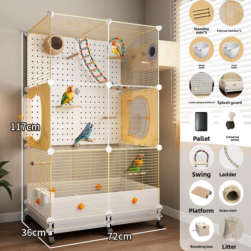 Gaiola Grande para Pássaros Papagaios com Design Anti-Espalhamento para Calopsitas e Periquitos, Aviário de Luxo para Periquitos Casa de Voo Premium para Animais de Estimação