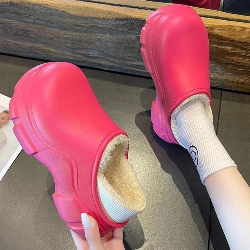Thick Sole Women's Slippers Winter Warm Cotton Shoes for Women Outdoor Comfortable Waterproof Shoes Soft Cute Indoor Women Shoes