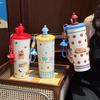 Portable Cute Cartoon Straw Cup for Girls - Insulated Stainless Steel with Tea Filter