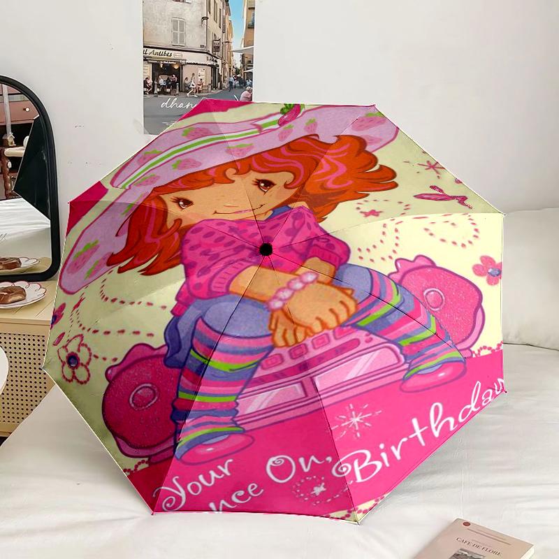 Strawberry Hat And Cat Umbrella 8-Frame for Travel, camping, Casual Lightweight Portable Umbrella, Essential for every family Holidays Gift