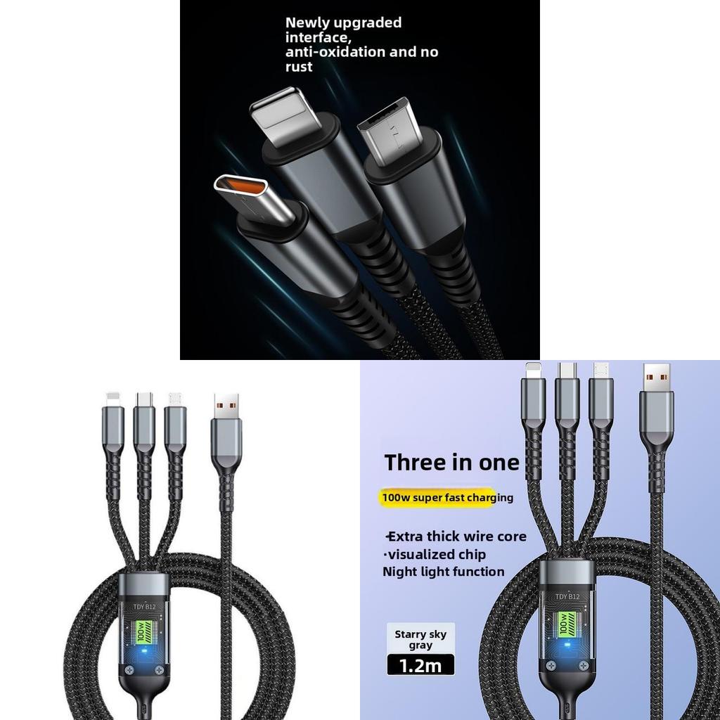 Super Fast Charging 6a Data Cable With Led Indicator For Apple Android Huawei Devices