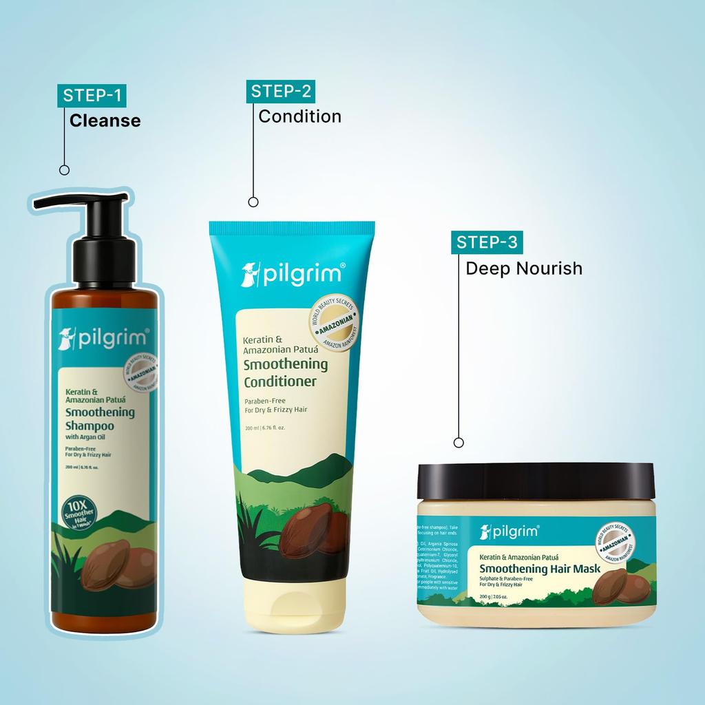 Pilgrim Patua & Keratin Hair Smoothening Shampoo For Dry Frizzy Hair Paraben Free Shine Care 200 ml Pack Of 1 Daily