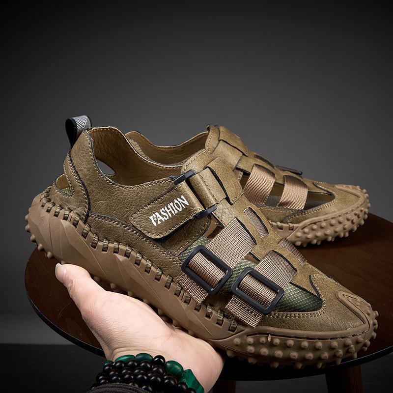 Fashion Summer Men Sandals 2025 Leisure Beach Men Shoes High Quality Leather Sandals The Men's Comfy Breathable Sandals Big Size 38-46