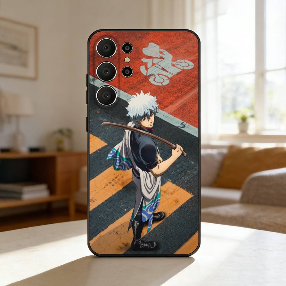 Gintama-Sakata Gintoki Phone Case For Samsung S26,S25,24,23,22,30,21,10,9,Ultra,Plus,Lite,Black Soft Case Samsung S24