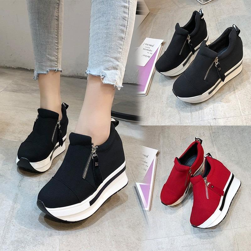 Platform muffin shoes new casual little white shoes lace-up canvas women's shoes trendy women's sports shoes