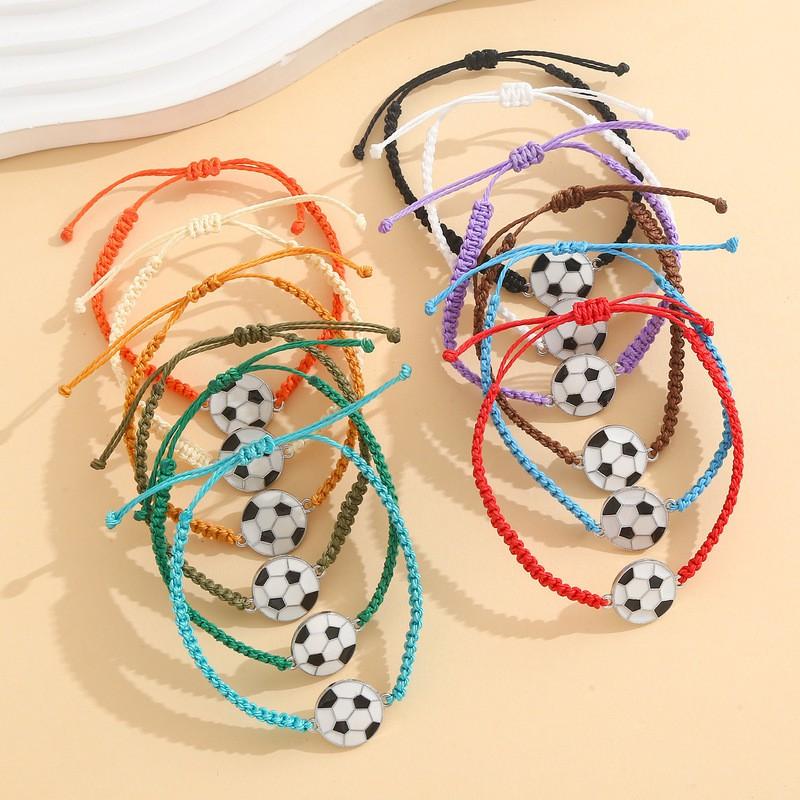 Handmade Braided Alloy Sports Fan Bracelet Baseball Basketball Soccer Team Support Unisex Wristband Jewelry