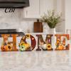 Flexible Letter Wall Decor 4PCS Wooden HOME Sign, with Wood Grain Texture Decor, Split Warm Autumn Atmosphere Design, Rustic Style Hanging for
