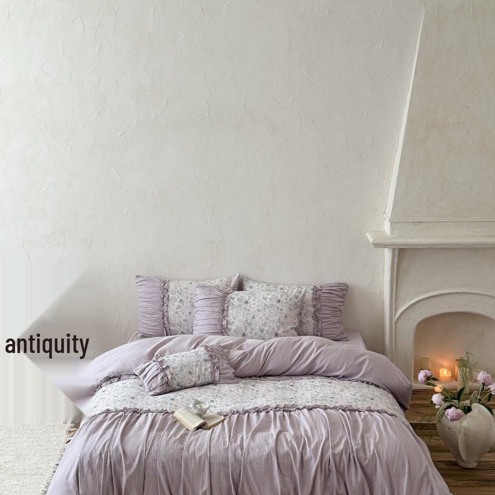 2026 Spring/Summer French Pure Cotton Double-Layer Gauze Lace Bedding Set