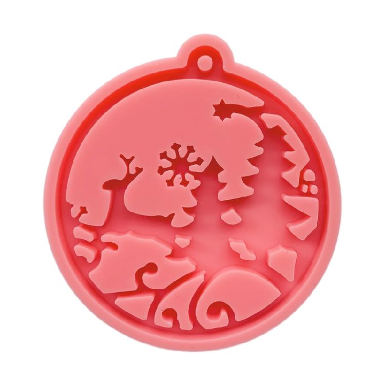 Pink Shiny Glossy Christmas Keychain Silicone Mold for Christmas Love Gift Craft