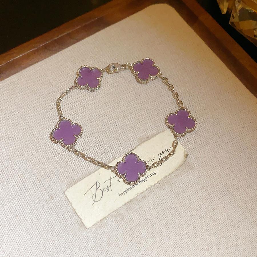 Women's Four-leaf Clover Bracelet Zircon Flower Bracelet Fashionable Exquisite Bracelet Temperament High-end Hand Jewelry