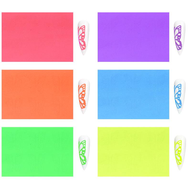 6pcs/Set Nail Butterfly Stickers Watercolor Decals Blue Flowers Sliders Wraps Manicure Summer Nail Art Decorations