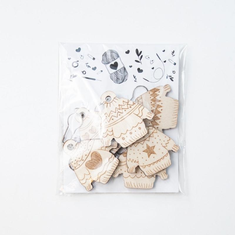 Holz Anhänger Strickmaschenmarkierer Holz Häkelnadelverschluss Für DIY Bastelmarkierer