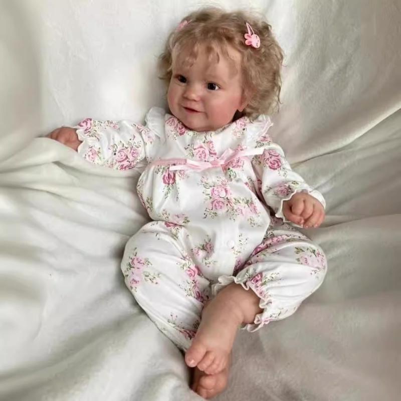 Cute Chubby 60 cm Maddie Reborn Baby Doll Doll 50 cm Cuerpo completo de vinilo/tela Muñeca de renacimiento opcional ya terminada Piel de pintura 3D Baby Dolls para niños