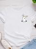 Pocket Bunny Print Women T Shirt Short Sleeve O Neck Loose Women Tshirt Ladies Tee Shirt Tops Clothes Camisetas Mujer