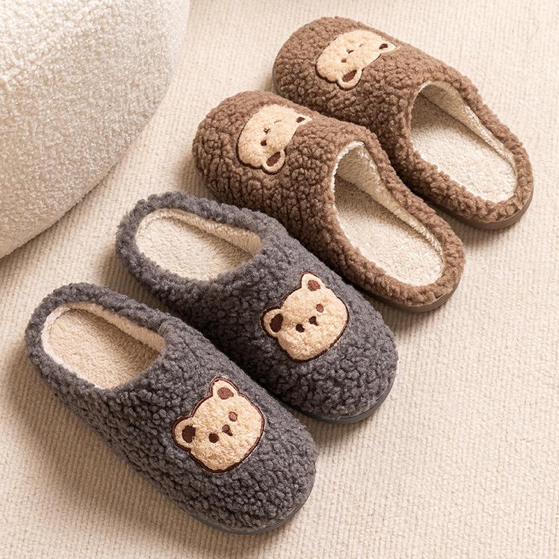 Cotton slippers autumn and winter home cute non-slip soft bottom plush warm indoor household plush slippers