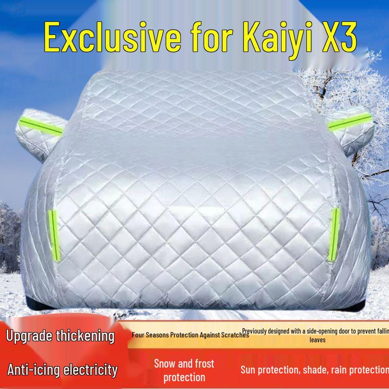 

Kaiyi X3 SUV Cover: Sun, Rain, Snow, Frost & Hail Protection with Thickened Insulation. Thickened Hail Protection for All Seasons