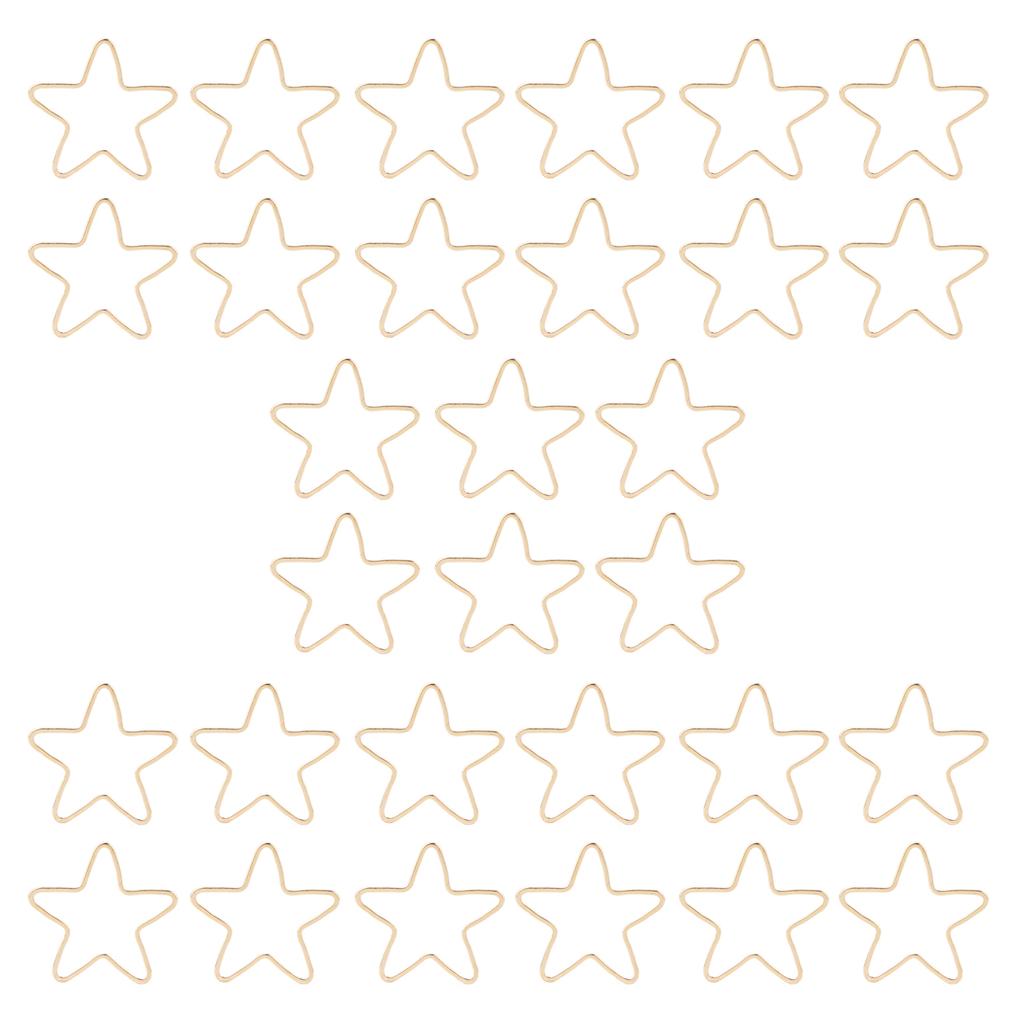 30Pcs Hollow Frame Pendants Copper Crafts Jewelry Accessories Earring Necklace Making SuppliesGold Star