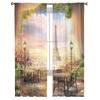 Paris Terrace Flower Dream Vorhänge für Wohnzimmer Luxus Baby Schlafzimmer Tüll Vorhänge Küche Zimmer Modern Style Gardinen