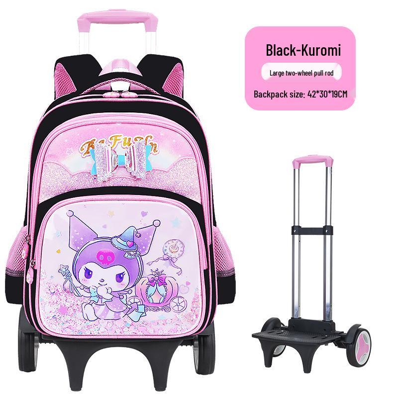 Lightweight Trolley Schoolbag for Primary School Girls - Large Capacity Backpack for Grades 1-6