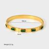 Ins Retro Light Luxury Stainless Steel Emerald White Square Diamond Buckle Bracelet Plated with 18K Gold Waterproof Jewelry Women