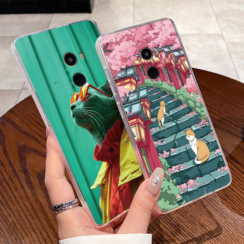 Fundas For Xiaomi Mi Mix 2 Casing Protective Capa Coque Clear Silicone Soft TPU Back Cover Cute Rabbit Cat Dinasaur Phone Case