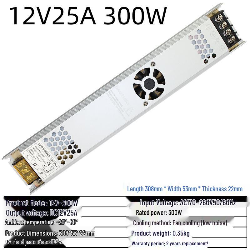 LED Ultra-Thin Fabric Light Box Switchable Power Supply, 12V/24V, Long Strip, 60W to 400W