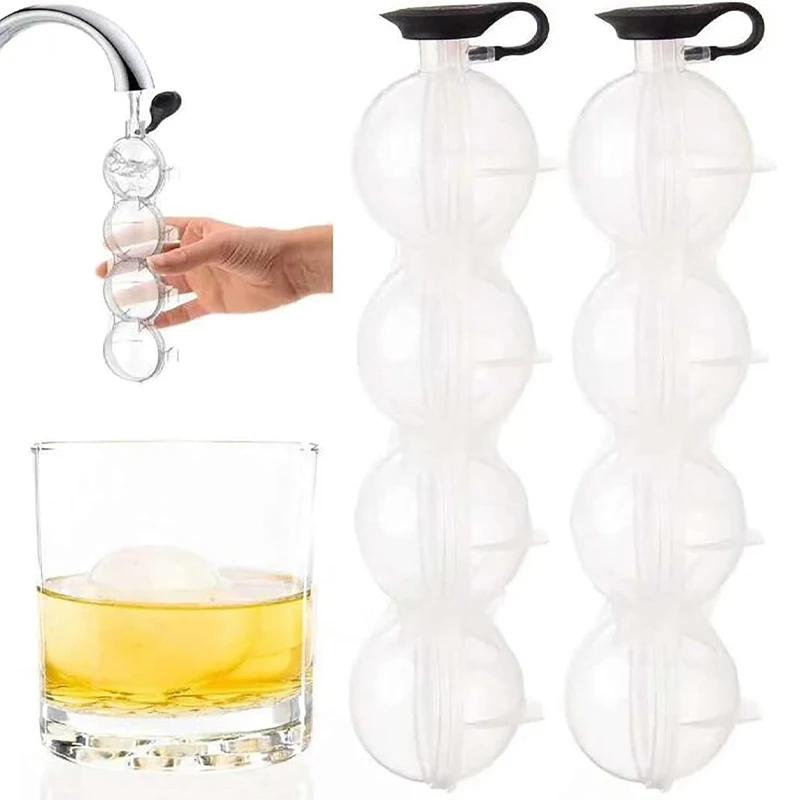 Four Hole Ice Hockey Silicone Mold Spherical Ice Grid Tool Ice Maker Ice Hockey Ball Whiskey Vodka Circular Ice Box Ice Hockey