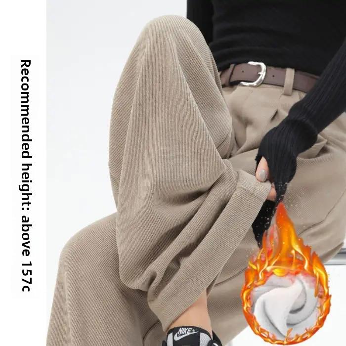 Women's High-Waist Corduroy Wide-Leg Pants - Autumn/Winter 2024 Collection
