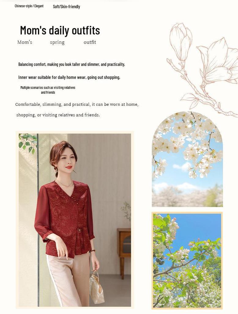 New Summer Seven-Sleeve Chinese Style Mid-Aged Women's Wear