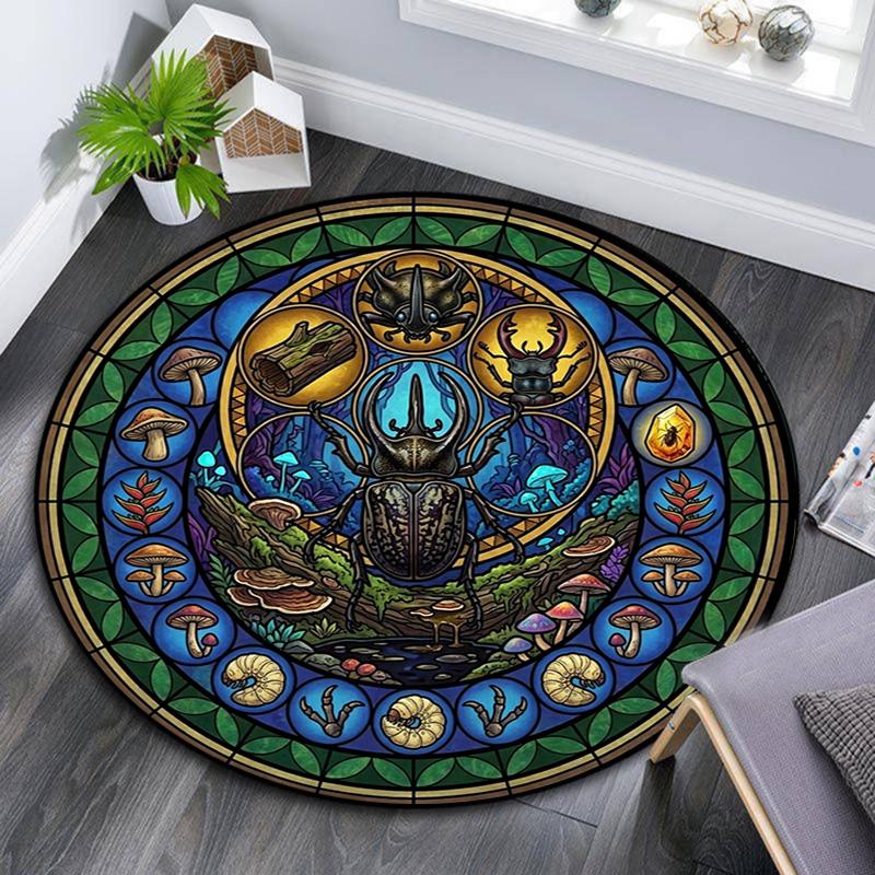 Bee Honey Glass Round Area Rug Under Office Chairs Bedroom Living Room Home Decor
