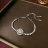European & American Women's Zircon Flower Necklace & Rotatable Pendant Earrings Set
