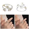 Elegant Irises Flower Adjustable Rings Silver Color Adjustable Rings Highlighting Elegant And Stylish Floral Designs