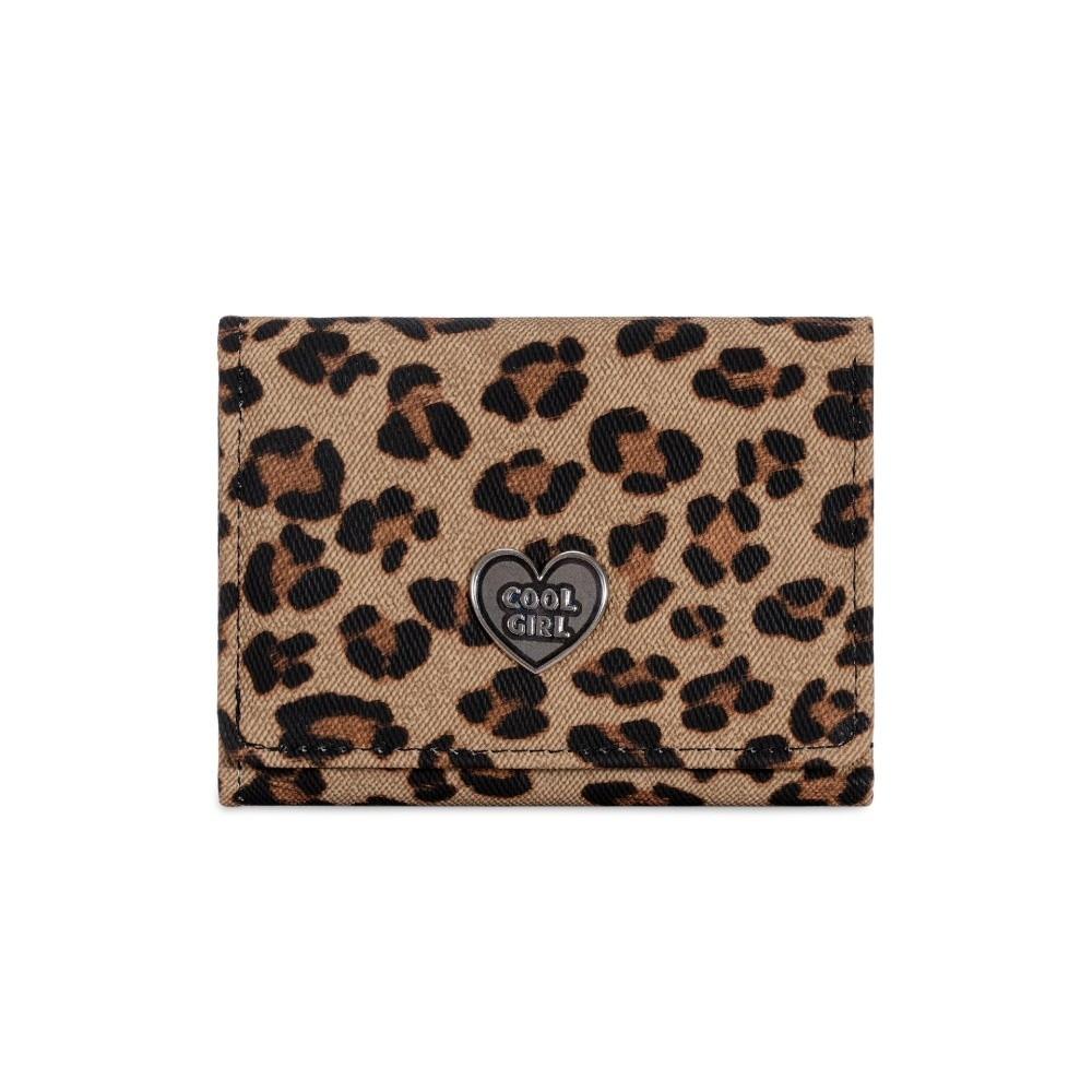 Portable Leopard Print Short Wallet Three-fold Large Capacity Coin Pouch Multiple Card Korean Style Card Bag Women
