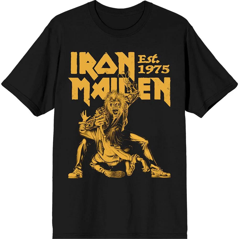 Футболка Iron Maiden: Стандартное восточное время. 1975 Коготь Желтый Графика (черный) ОФИЦИАЛЬНАЯ НОВОСТЬ S
