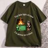 Funny Dumpster Fire Raccoon Tshirt Mental Health Tee Shirt Casual Cotton Short Sleeve Tshirt Streetwear Loose Mens Clothes